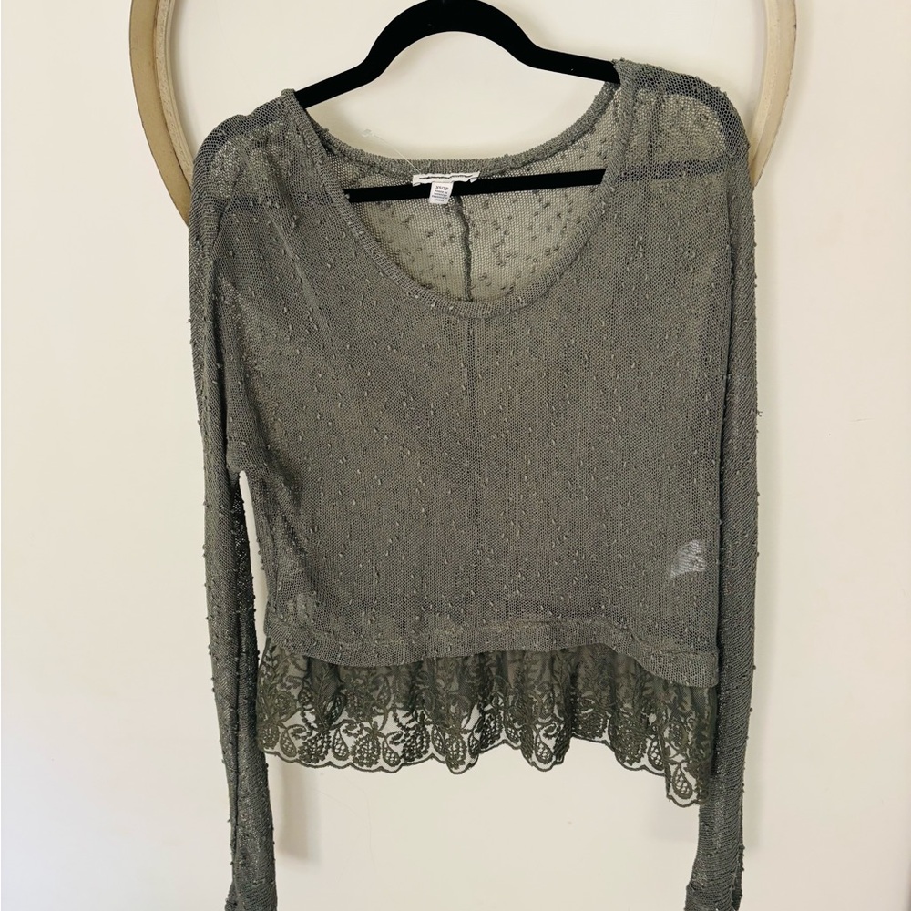 NWOT American Eagle Outfitters Green Lace Blouse